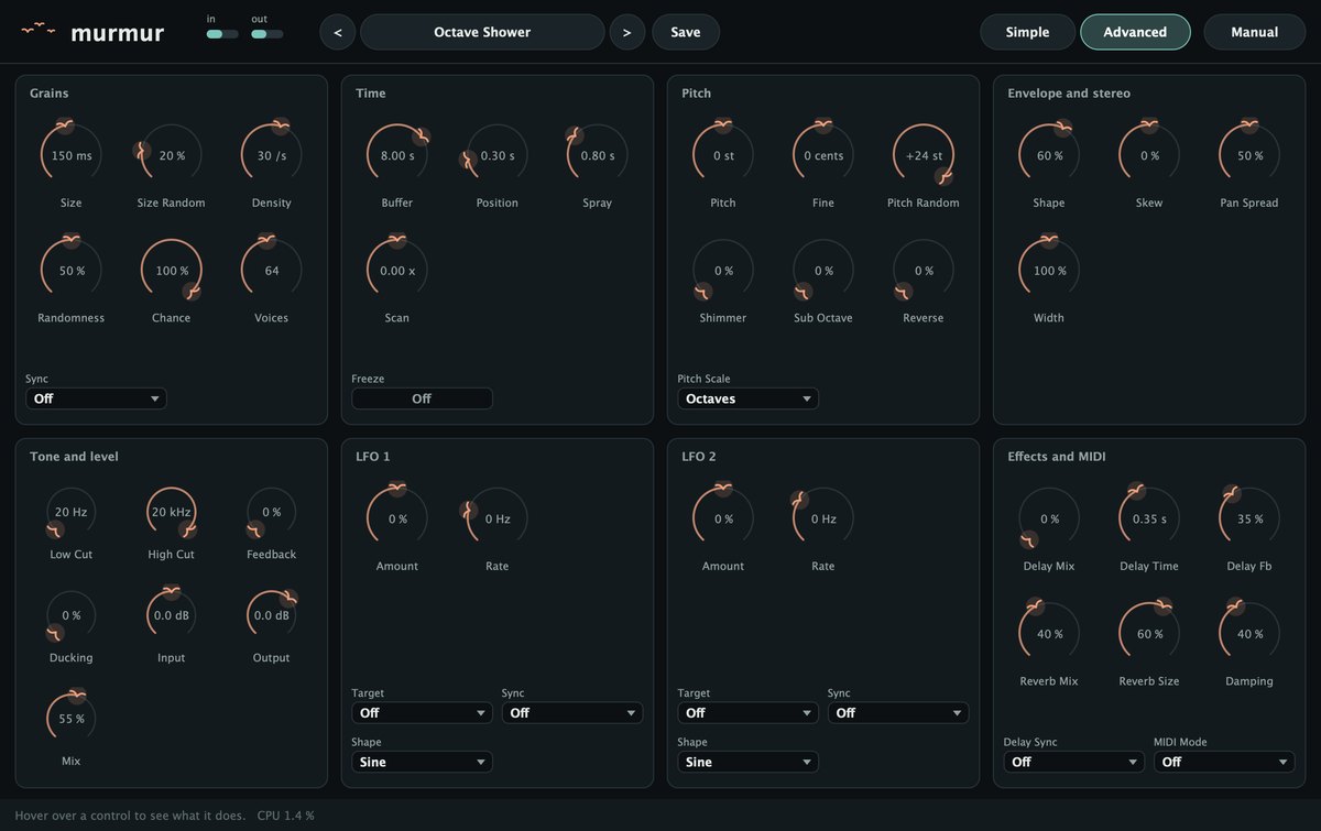 Murmur's Advanced page